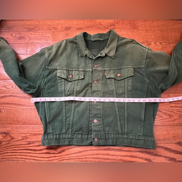 RARE-VTG 90s Levi's yarn-dyed green denim jacket limited Men’s Sz L - Picture 13 of 15